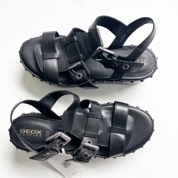 GEOX Shakima Platform Sandal In Black Retro Grunge New Womens Shoes - Picture 3 of 8